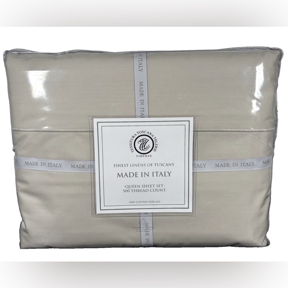 Tessitura Toscana Telerie Queen Sheet Set 500TC Cotton Percale Italy Luxury